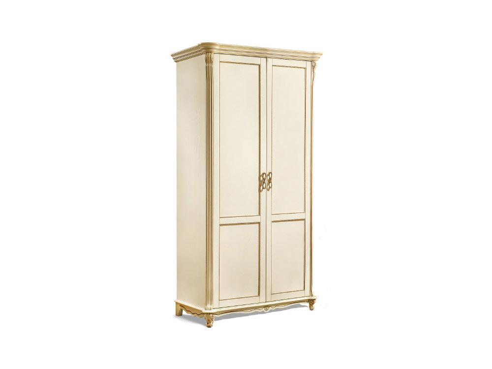 Шкафы для одежды - Шкаф для одежды АЛЕЗИ, Слоновая кость с золочением, П 349.24 двухдверный(1) - Белорусская мебель