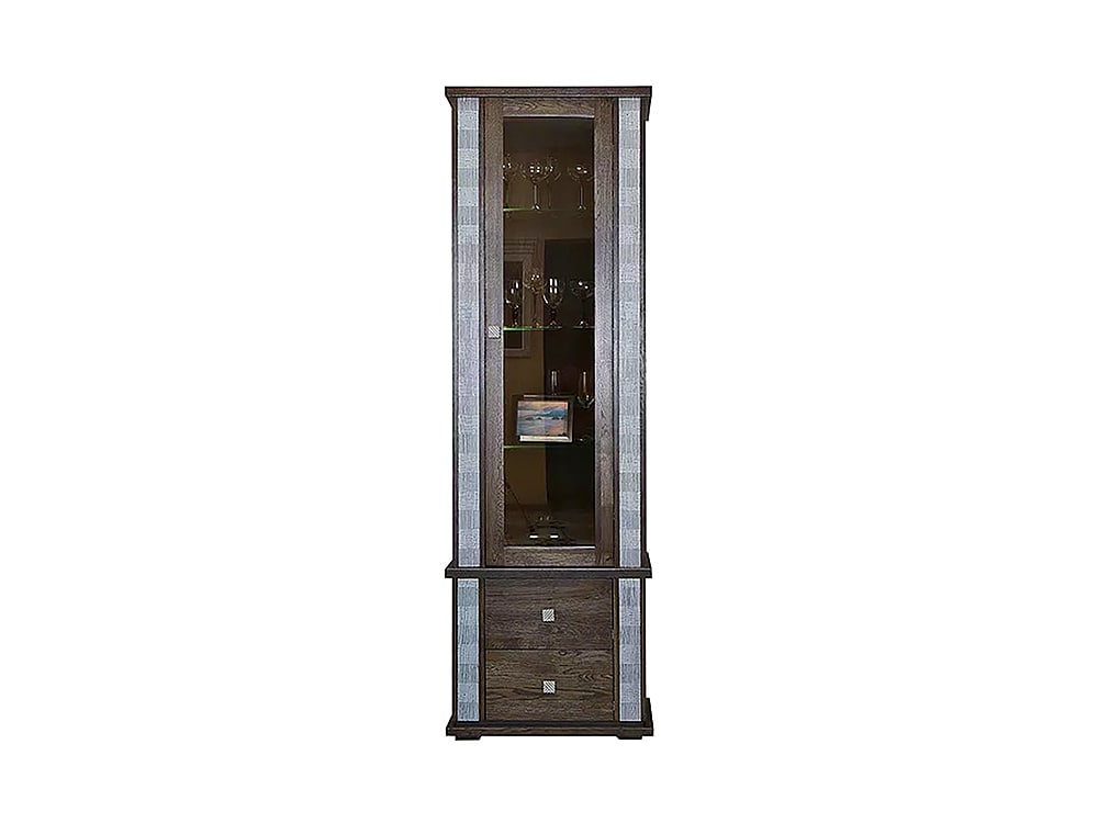 Шкафы с витриной - Шкаф с витриной ТУНИС П343.19Ш, Венге с серебром(2) - Белорусская мебель