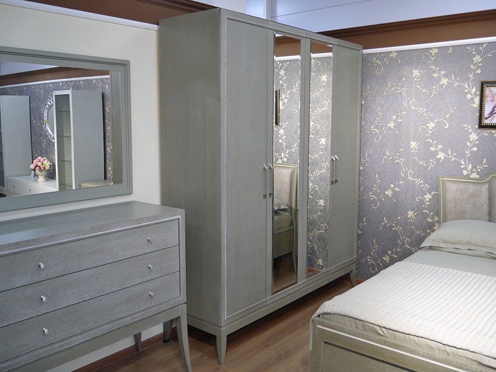 Шкафы для одежды - Шкаф для одежды ОРТА четырёхдверный с зеркалом, Оливия + БП(2) - Белорусская мебель
