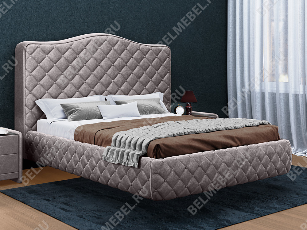 Интерьерные мягкие кровати - Кровать двуспальная ПРЕСТИЖ, Бархат 18 (160)(2) - Белорусская мебель