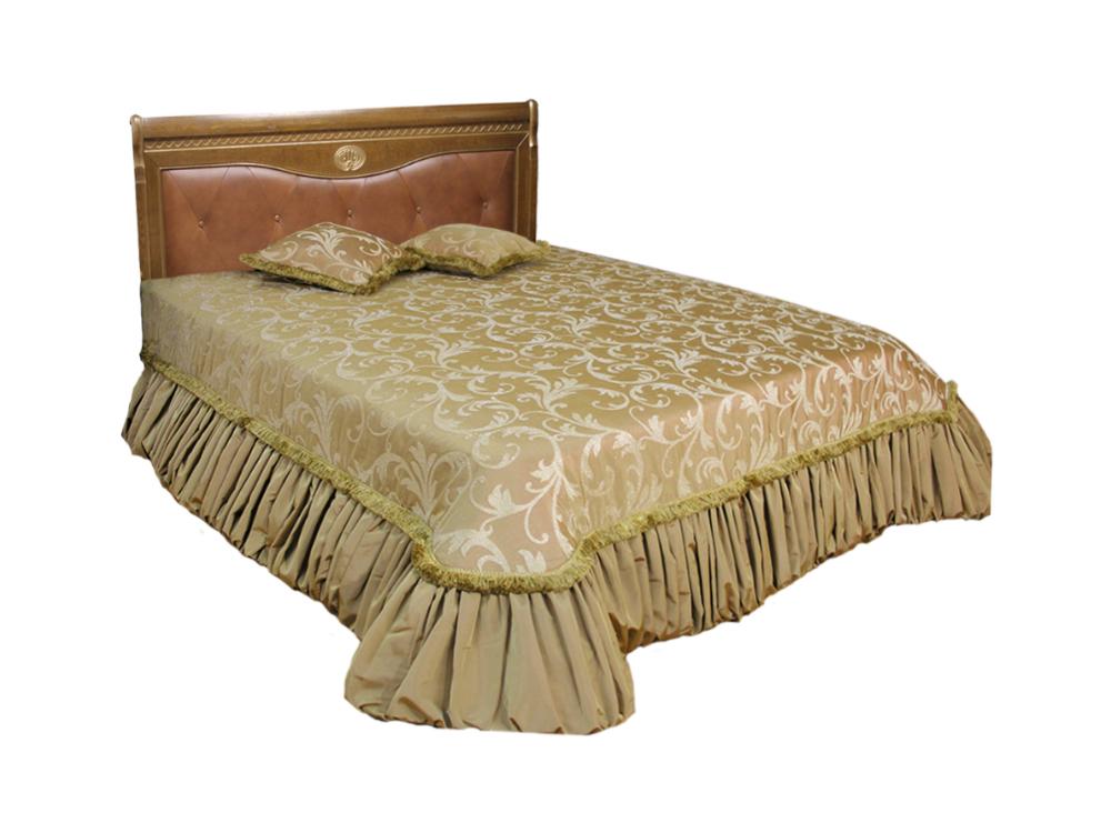 Кровати - Кровать двуспальная ЛИКА (изножье низкое), ММ-137-02/14Б, Медовый дуб + золотая патина(1) - Белорусская мебель