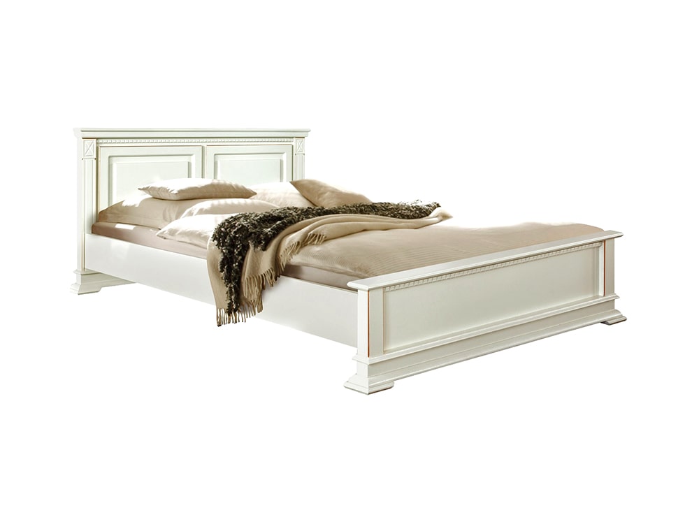 Кровати - Кровать двуспальная ВЕРДИ (изножье низкое), Слоновая кость с золочением, П3.487.1.18(1) - Белорусская мебель