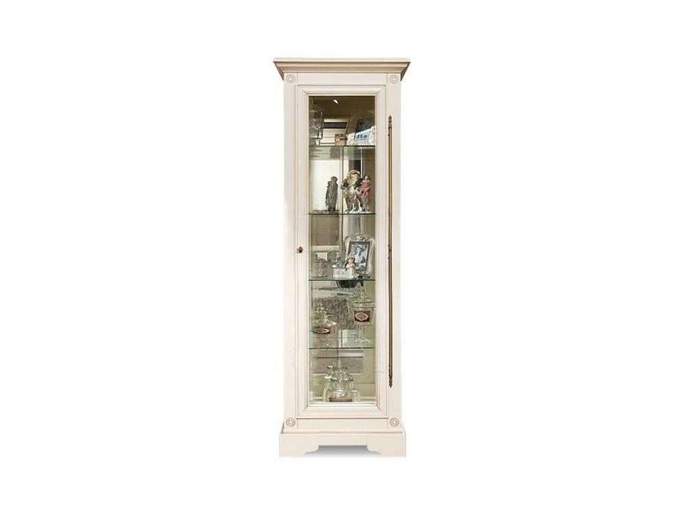 Шкафы с витриной - Шкаф с витриной ПОЛОНЕЗ, ручка слева, Белая эмаль золото, ММ-174-05/01(1) - Белорусская мебель