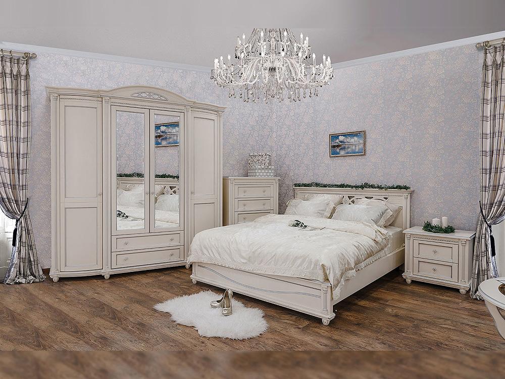 Кровати - Кровать двуспальная ВАЛЕНСИЯ, Античная темпера с серебром, П254.51 2М(3) - Белорусская мебель