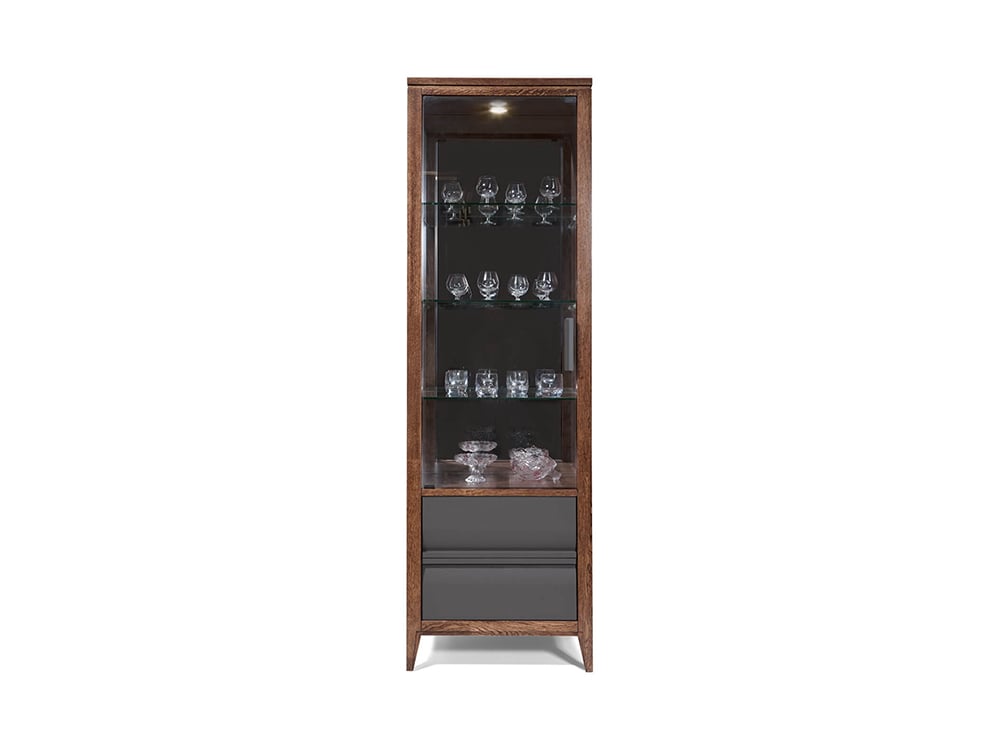 Шкафы с витриной - Шкаф с витриной АСПЕН, Табак + Антрацит 1621Е-01(1) - Белорусская мебель