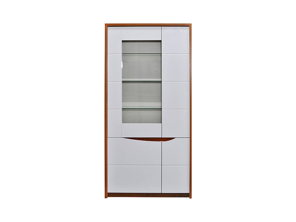 Шкафы с витриной - Шкаф МОНАКО, Дуб Саттер + Белый глянец, без подсветки (05-01)(2) - Белорусская мебель