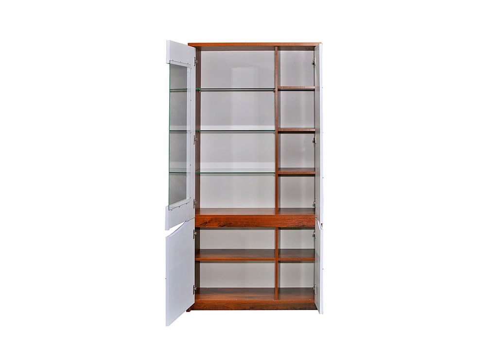Шкафы с витриной - Шкаф МОНАКО, Дуб Саттер + Белый глянец, без подсветки (05-01)(3) - Белорусская мебель