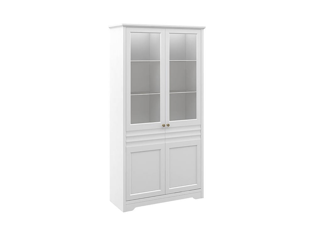 Шкафы с витриной - Шкаф ДЕНВЕР, Белый матовый -14(1) - Белорусская мебель