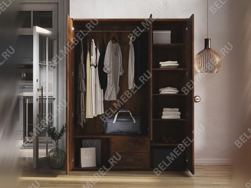 Шкафы для одежды - Шкаф трёхдверный Индиана, Дуб Саттер(3) - Белорусская мебель