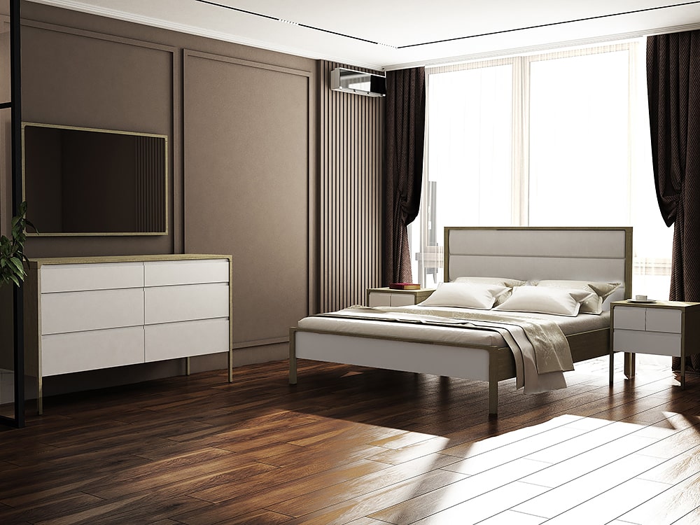 Кровати - Кровать двуспальная ХИТРОУ (160) Verona 01 White(3) - Белорусская мебель