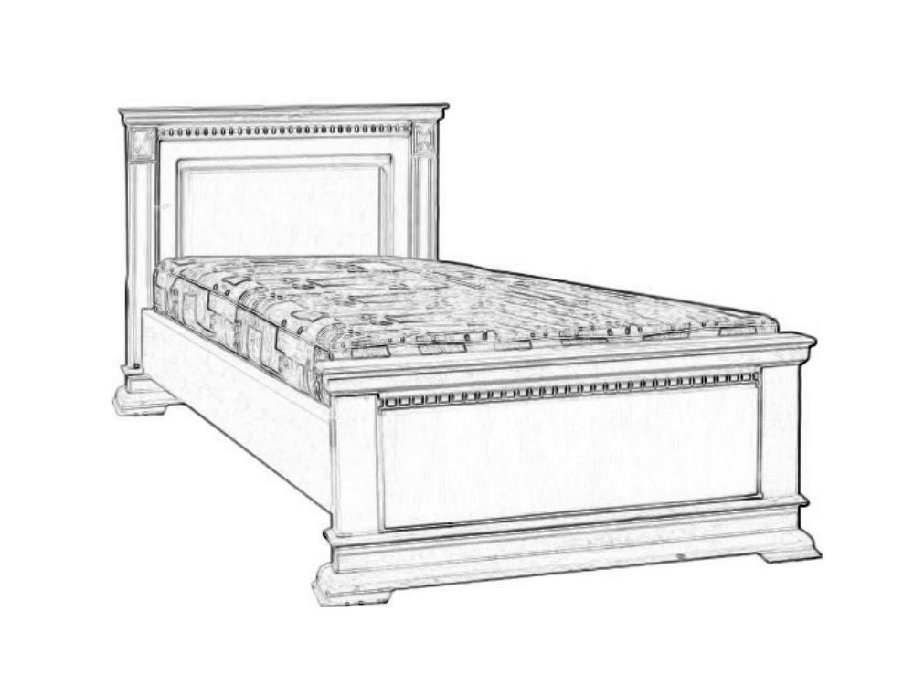 Кровати - Кровать односпальная ВЕРДИ ЛЮКС (90), изножье низкое, Черешня с золочением(1) - Белорусская мебель