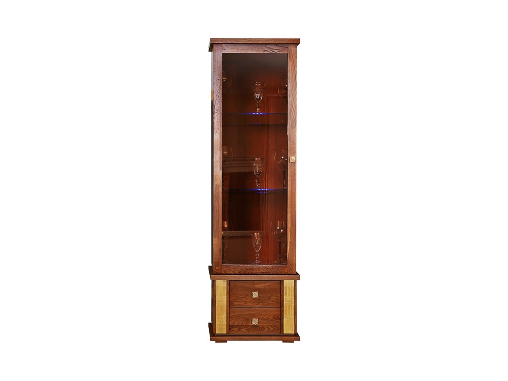 Шкафы с витриной - Шкаф с витриной ТУНИС П343.21-1Ш, Черешня с золочением(2) - Белорусская мебель