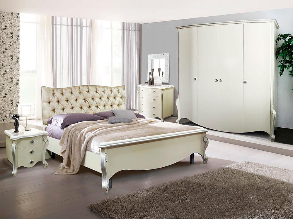 Наборы спален - Спальня ЛУИЗА (белая эмаль + серебряная патина)(1) - Белорусская мебель