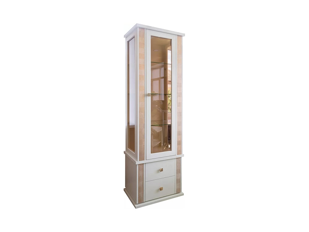 Шкафы с витриной - Шкаф с витриной ТУНИС П343.19Ш, Слоновая кость с золочением(1) - Белорусская мебель
