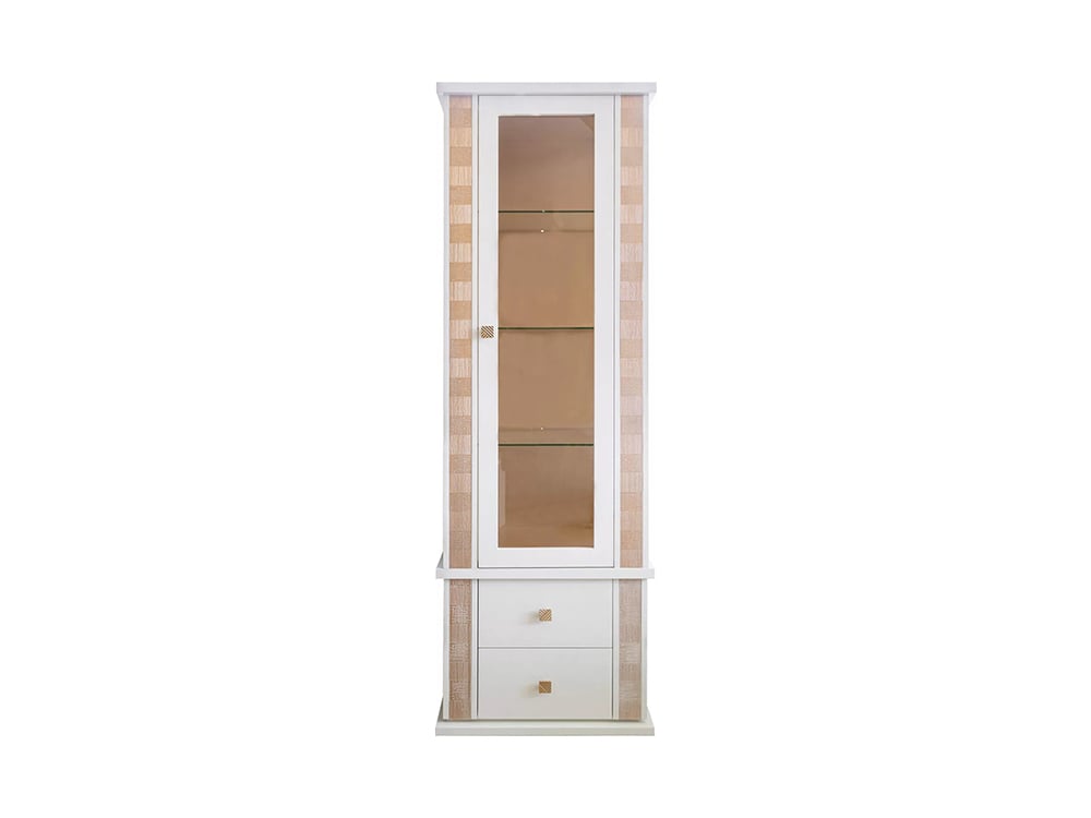 Шкафы с витриной - Шкаф с витриной ТУНИС П343.19Ш, Слоновая кость с золочением(2) - Белорусская мебель