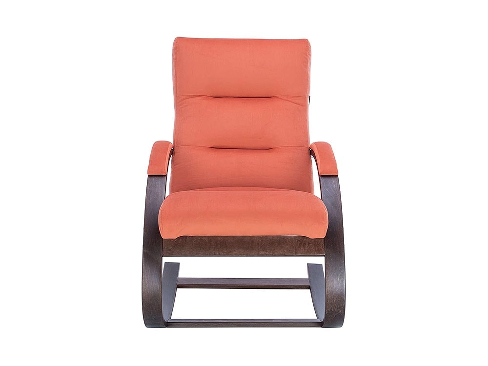 Кресла в гостиную - Кресло-качалка МИЛАНО, Орех текстура + Велюр V39 оранжевый(2) - Белорусская мебель