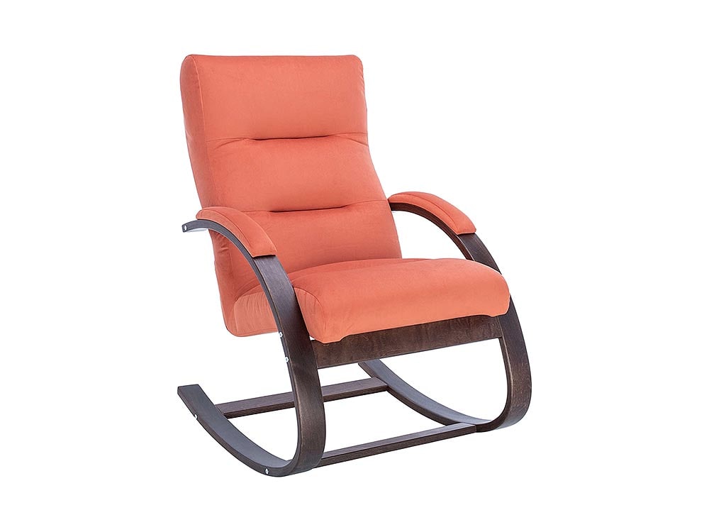 Кресла в гостиную - Кресло-качалка МИЛАНО, Орех текстура + Велюр V39 оранжевый(1) - Белорусская мебель