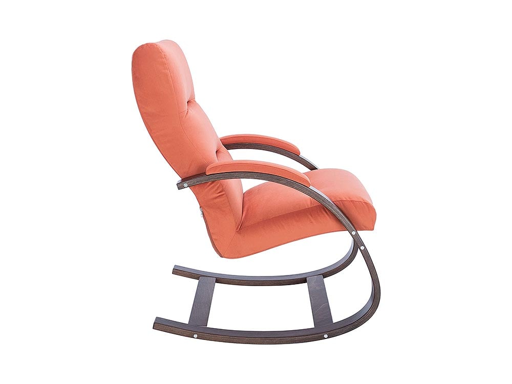 Кресла в гостиную - Кресло-качалка МИЛАНО, Орех текстура + Велюр V39 оранжевый(3) - Белорусская мебель