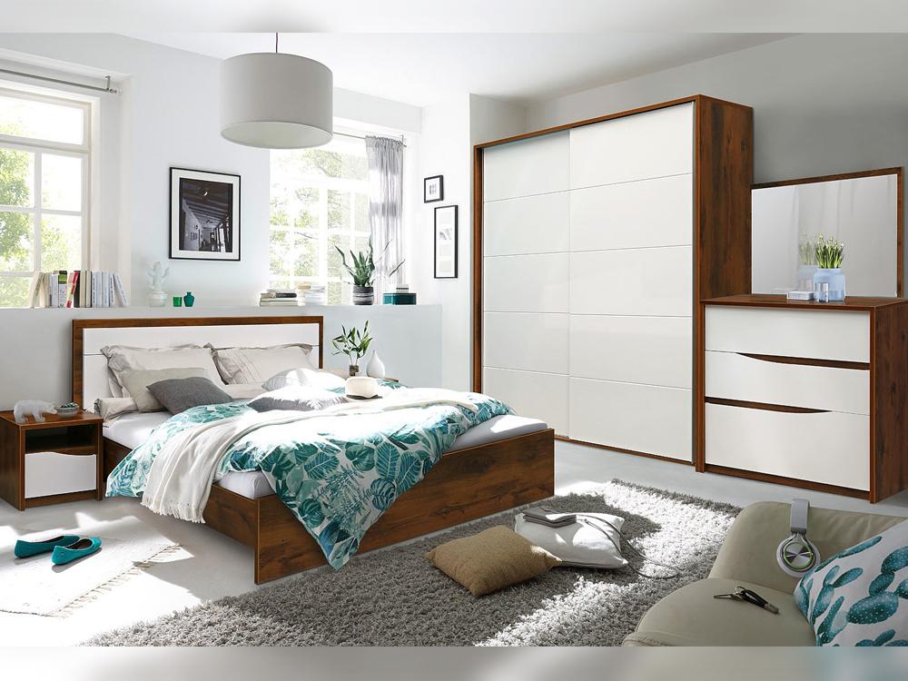 Кровати - Кровать двуспальная МОНАКО, Дуб Саттер + Белый глянец(3) - Белорусская мебель