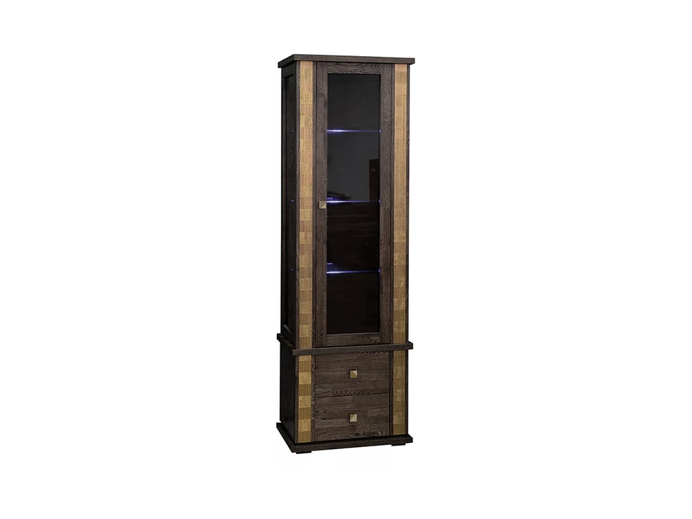 Шкафы с витриной - Шкаф с витриной ТУНИС П343.19Ш, Венге с золочением(1) - Белорусская мебель