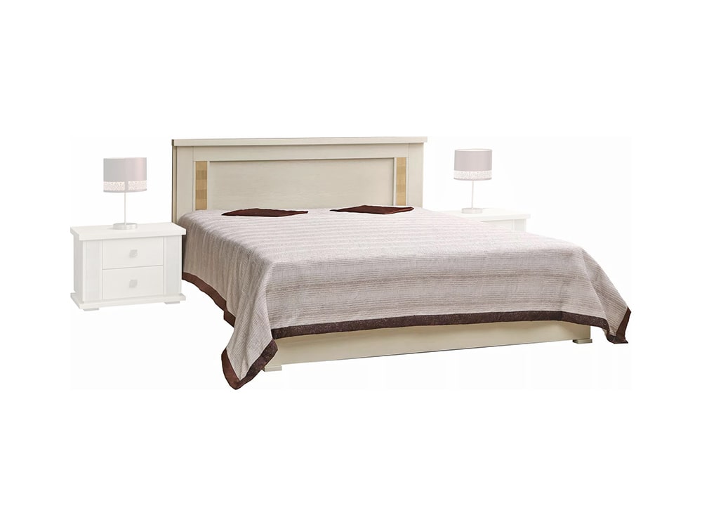 Кровати - Кровать двуспальная ТУНИС П344.05, Слоновая кость с золочением(1) - Белорусская мебель