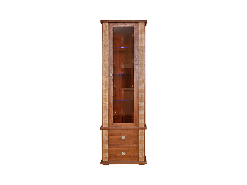 Шкафы с витриной - Шкаф с витриной ТУНИС П343.19Ш, Дуб рустикаль с золочением(2) - Белорусская мебель