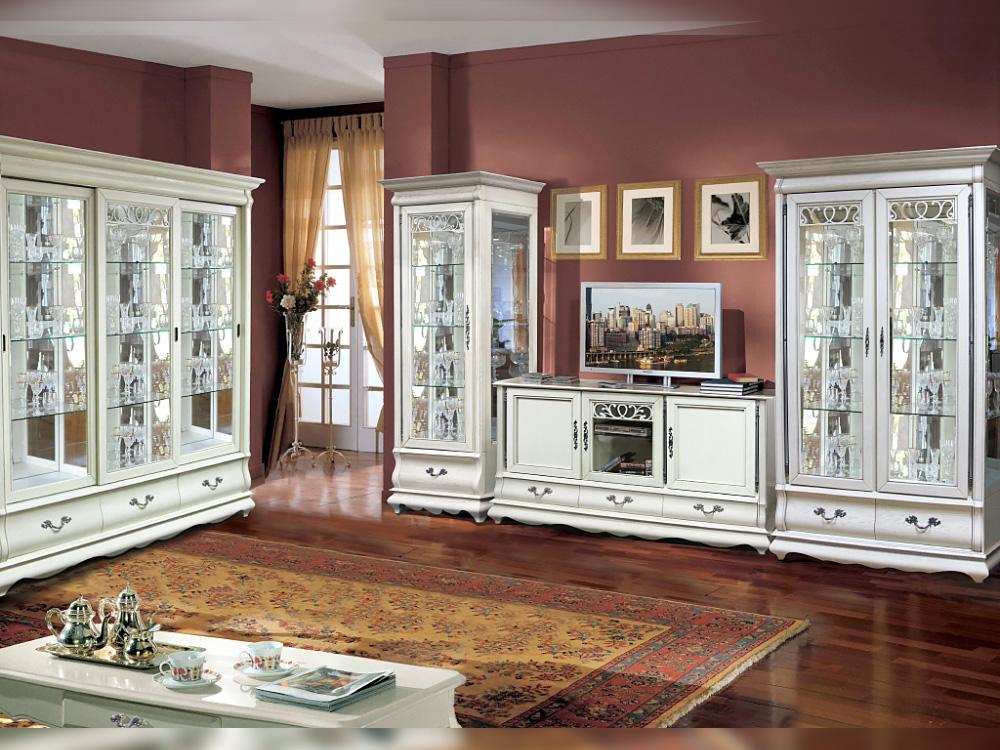 Наборы гостиных - Гостиная ОСКАР (белая эмаль + тёмная патина) 2(1) - Белорусская мебель