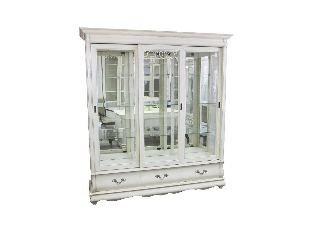 Шкафы с витриной - Шкаф с витриной ОСКАР, Белая эмаль + тёмная патина, ММ-210-03(1) - Белорусская мебель