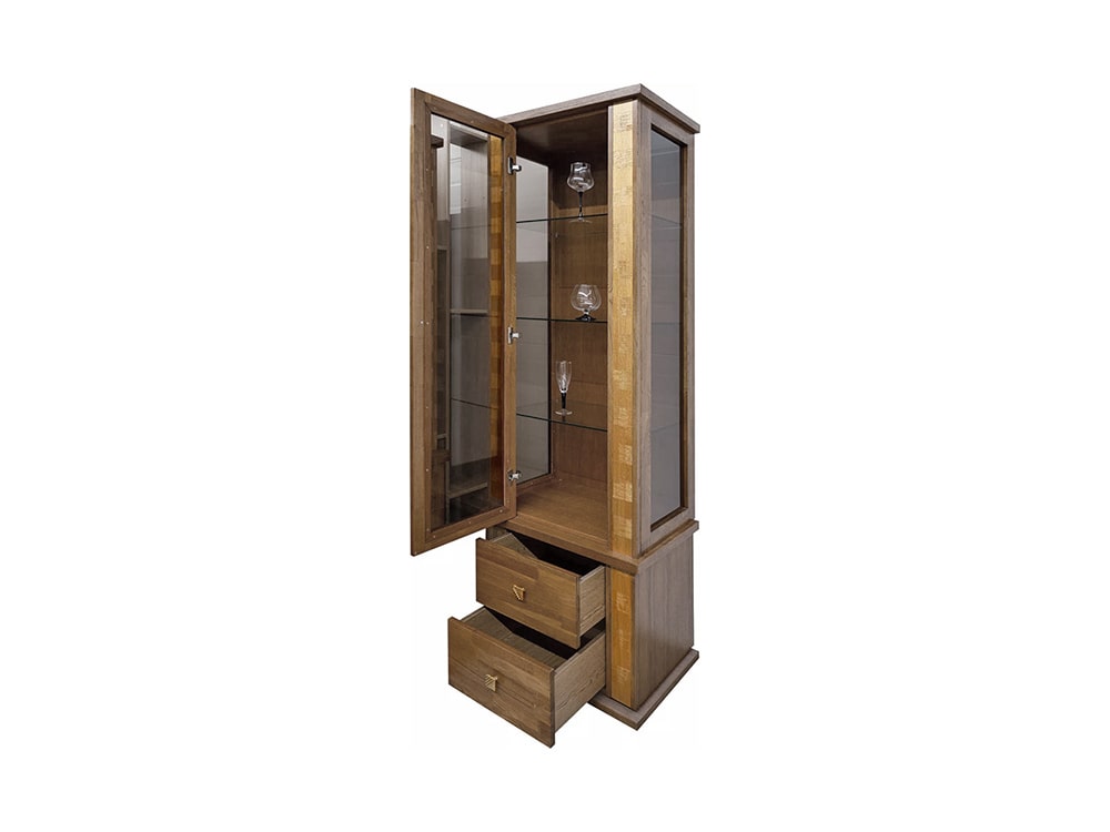Шкафы с витриной - Шкаф с витриной ТУНИС П343.19-1Ш, Черешня с золочением(3) - Белорусская мебель