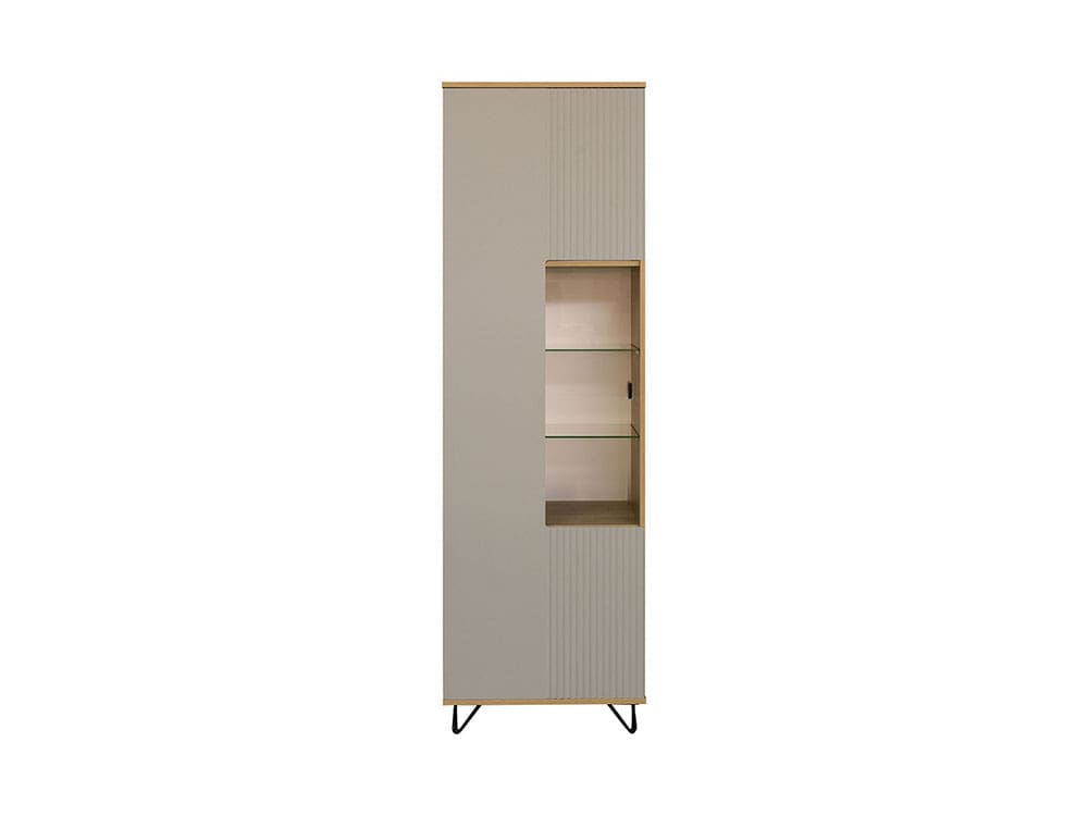 Шкафы в гостиную - Шкаф-витрина РОКСИ, Пепел Софт + Дуб Нокс(2) - Белорусская мебель