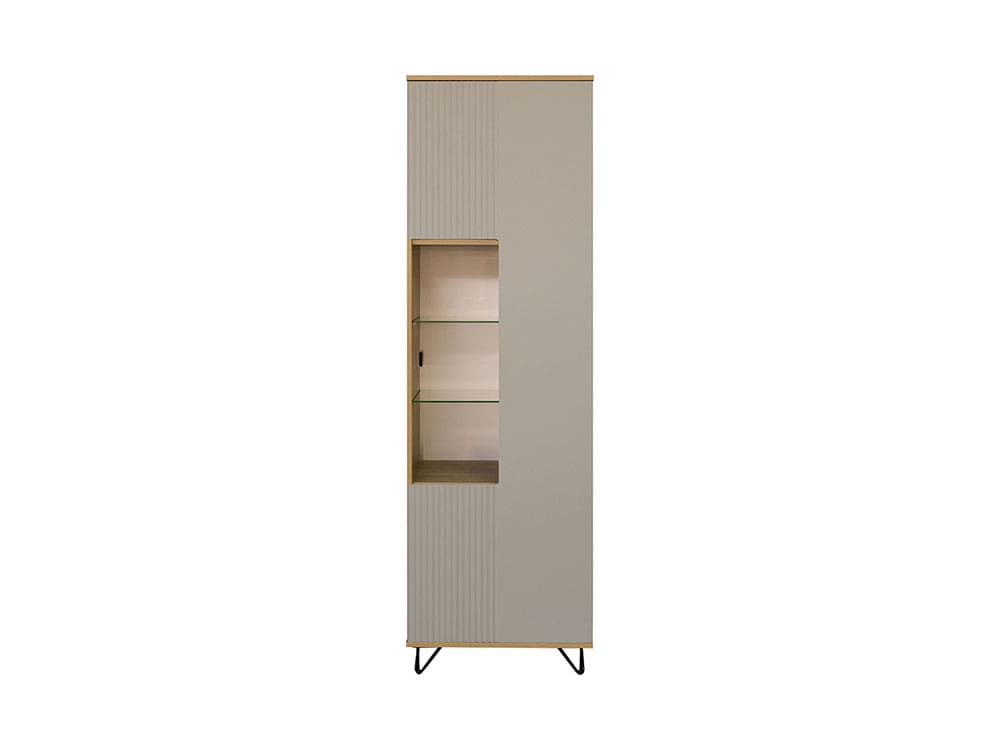 Шкафы в гостиную - Шкаф-витрина РОКСИ, Пепел Софт + Дуб Нокс(4) - Белорусская мебель