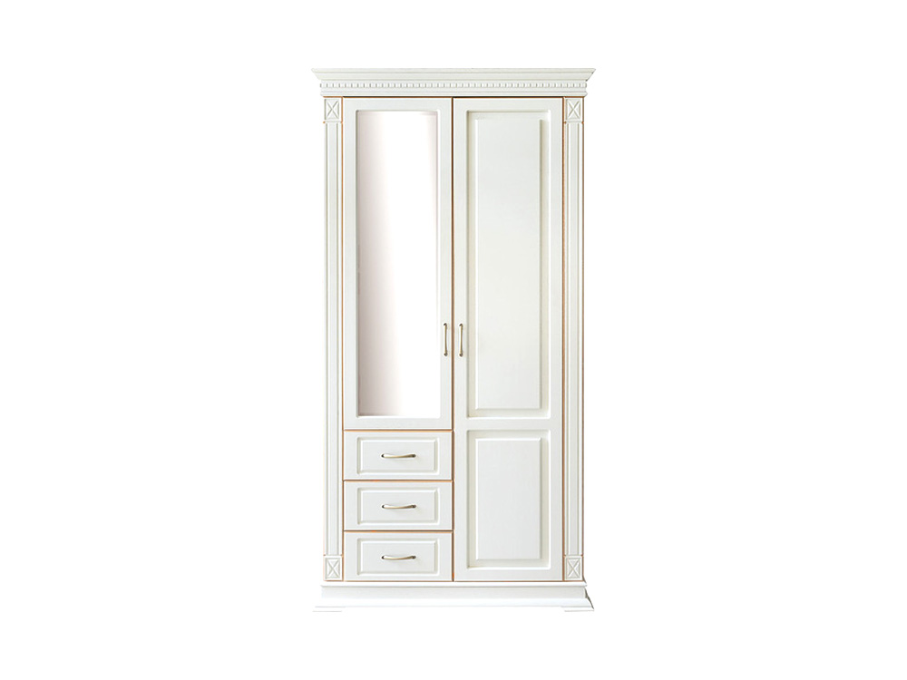 Шкафы в прихожую - Шкаф комбинированный для прихожей ВЕРДИ, Слоновая кость с золочением, П3.487.3.12(1) - Белорусская мебель