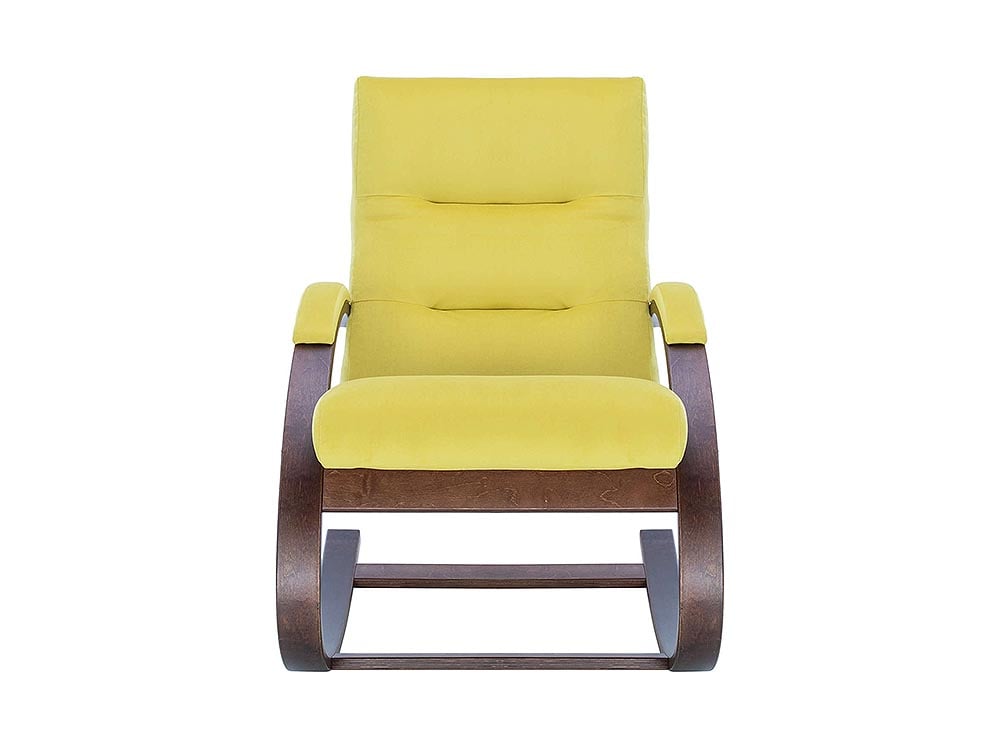 Кресла в гостиную - Кресло-качалка МИЛАНО, Орех текстура + Велюр V28 жёлтый(2) - Белорусская мебель