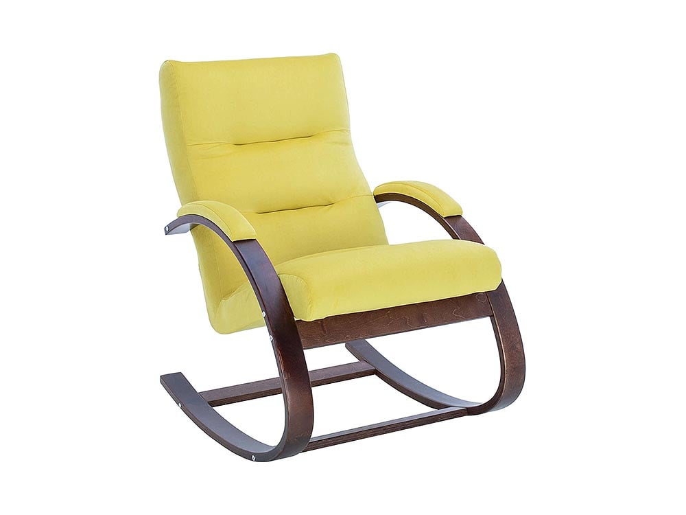 Кресла в гостиную - Кресло-качалка МИЛАНО, Орех текстура + Велюр V28 жёлтый(1) - Белорусская мебель