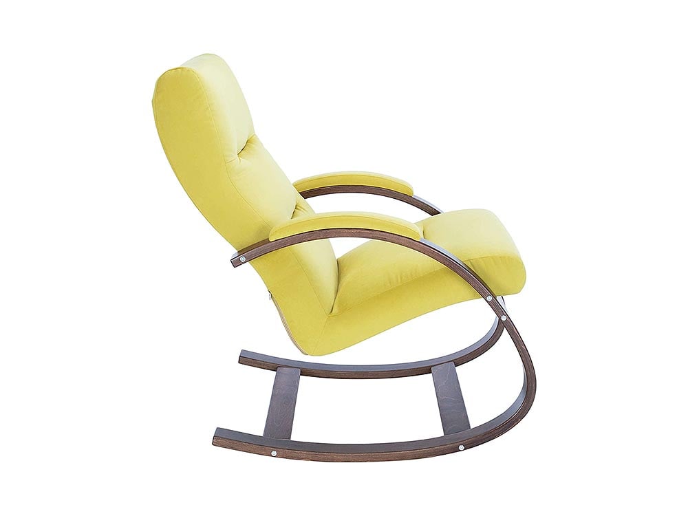 Кресла в гостиную - Кресло-качалка МИЛАНО, Орех текстура + Велюр V28 жёлтый(3) - Белорусская мебель