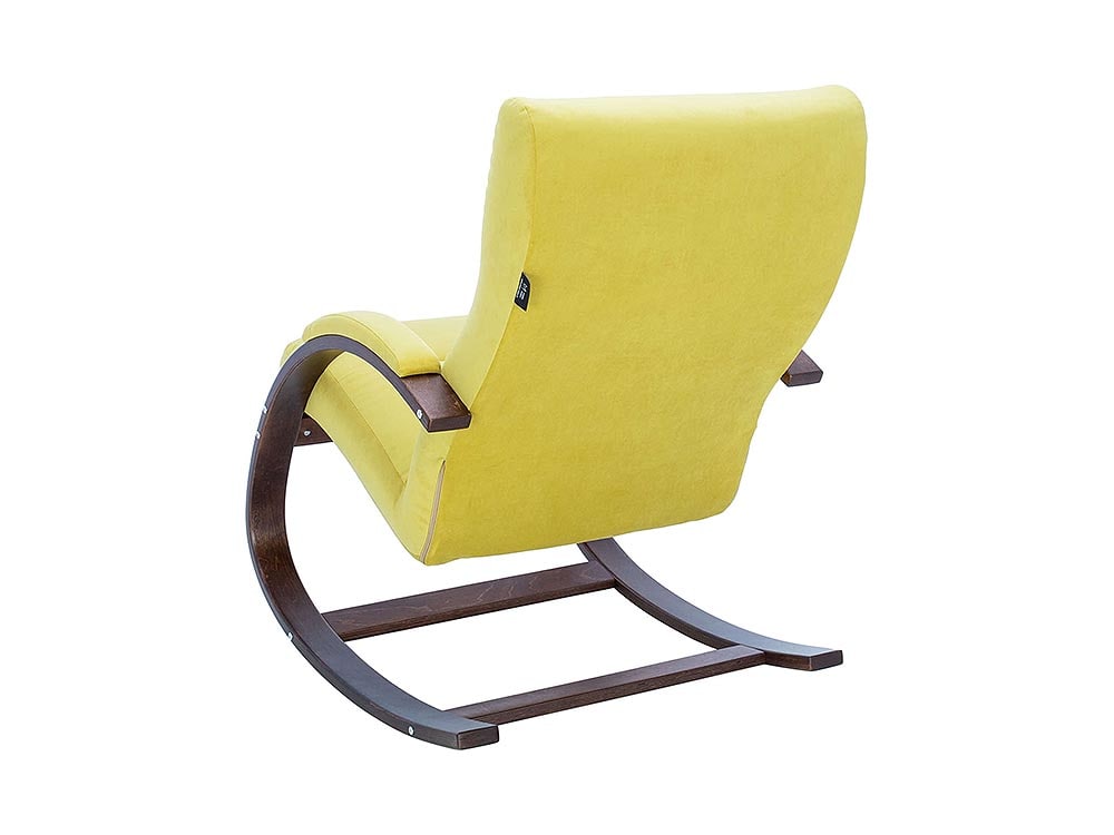 Кресла в гостиную - Кресло-качалка МИЛАНО, Орех текстура + Велюр V28 жёлтый(4) - Белорусская мебель
