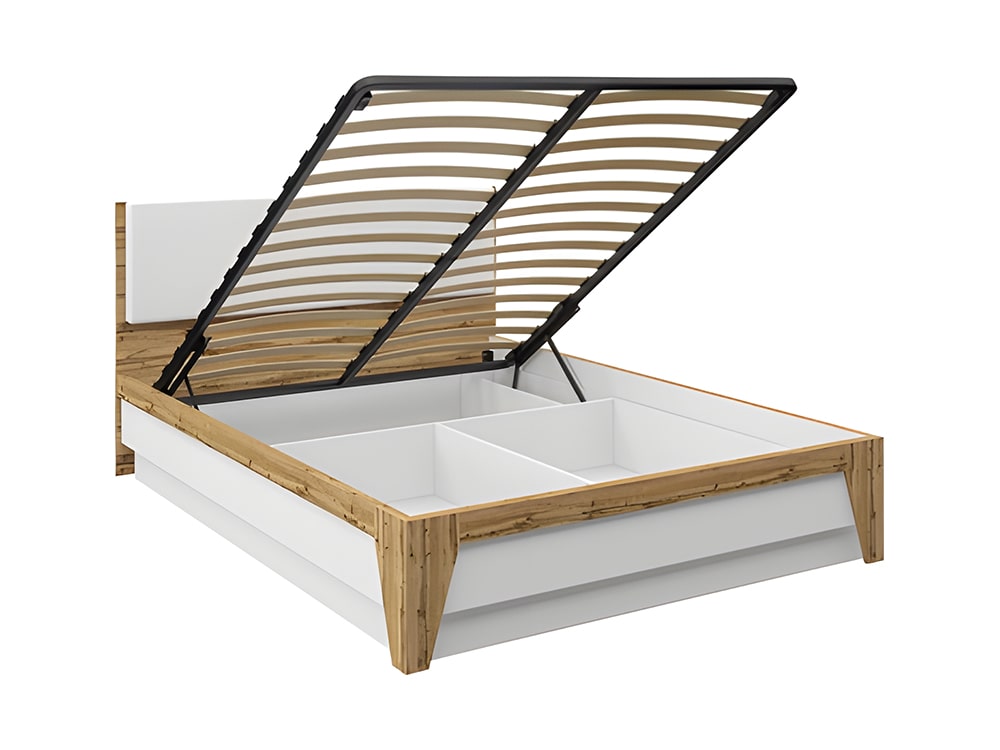 Наборы спален - Кровать с подъёмным механизмом СКАНДИ (160) Дуб Вотан + Белый(1) - Белорусская мебель