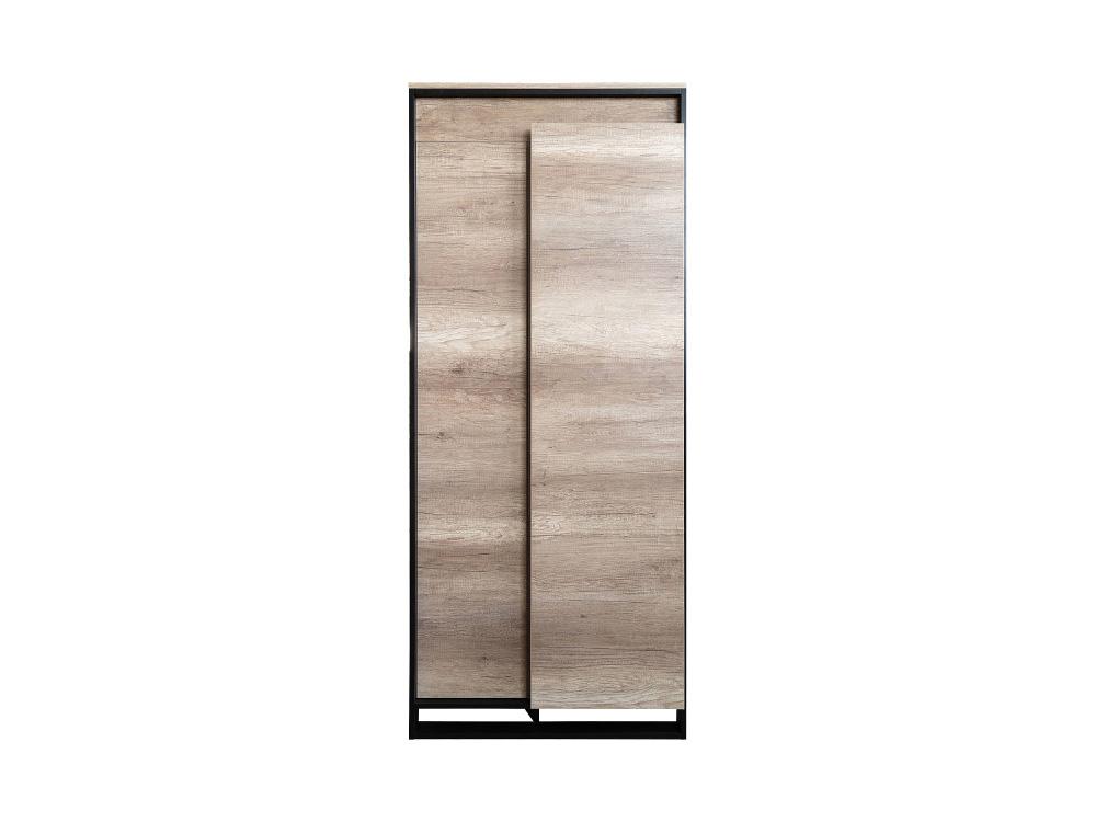 Шкафы в гостиную - Шкаф комбинированный КАНЬОН ЛОФТ без подсветки, выступ справа, Дуб Каньон + чёрный(1) - Белорусская мебель