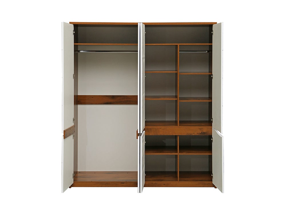 Шкафы для одежды - Шкаф для одежды МОНАКО, Дуб Саттер + Белый глянец, 4 двери(3) - Белорусская мебель