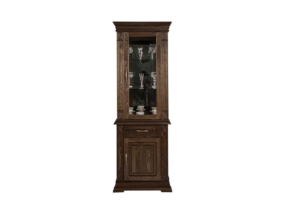Шкафы с витриной - Шкаф комбинированный ВЕРДИ, Табак, П1.487.0.34(2) - Белорусская мебель