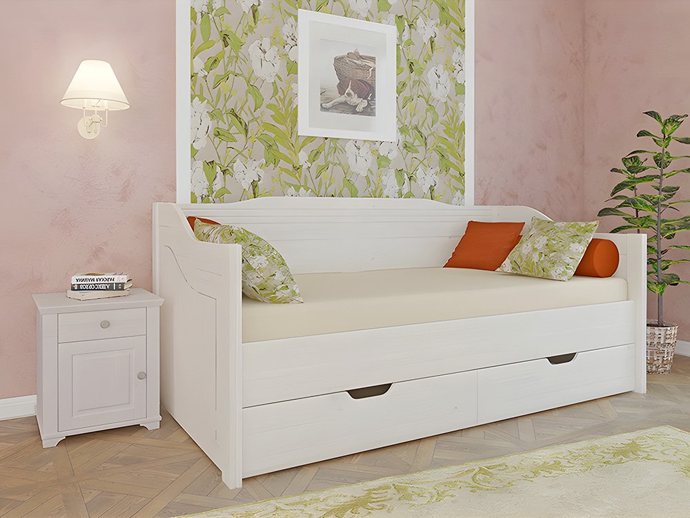 Кровати - Кровать-диван БЕЙЛИ с выдвижными ящиками (90), Белый воск(2) - Белорусская мебель