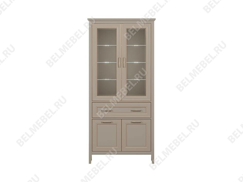 Шкафы с витриной - Шкаф-витрина Classic с подсветкой, Глиняный серый(3) - Белорусская мебель
