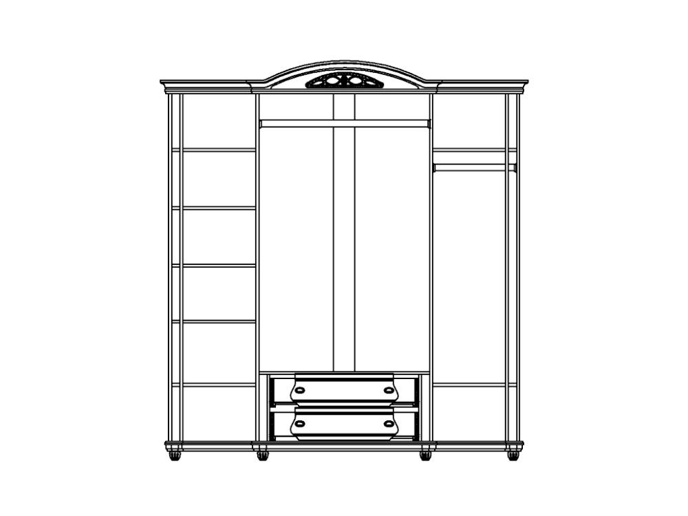Шкафы для одежды - Шкаф для одежды ВАЛЕНСИЯ 4, Античная темпера с серебром(4) - Белорусская мебель