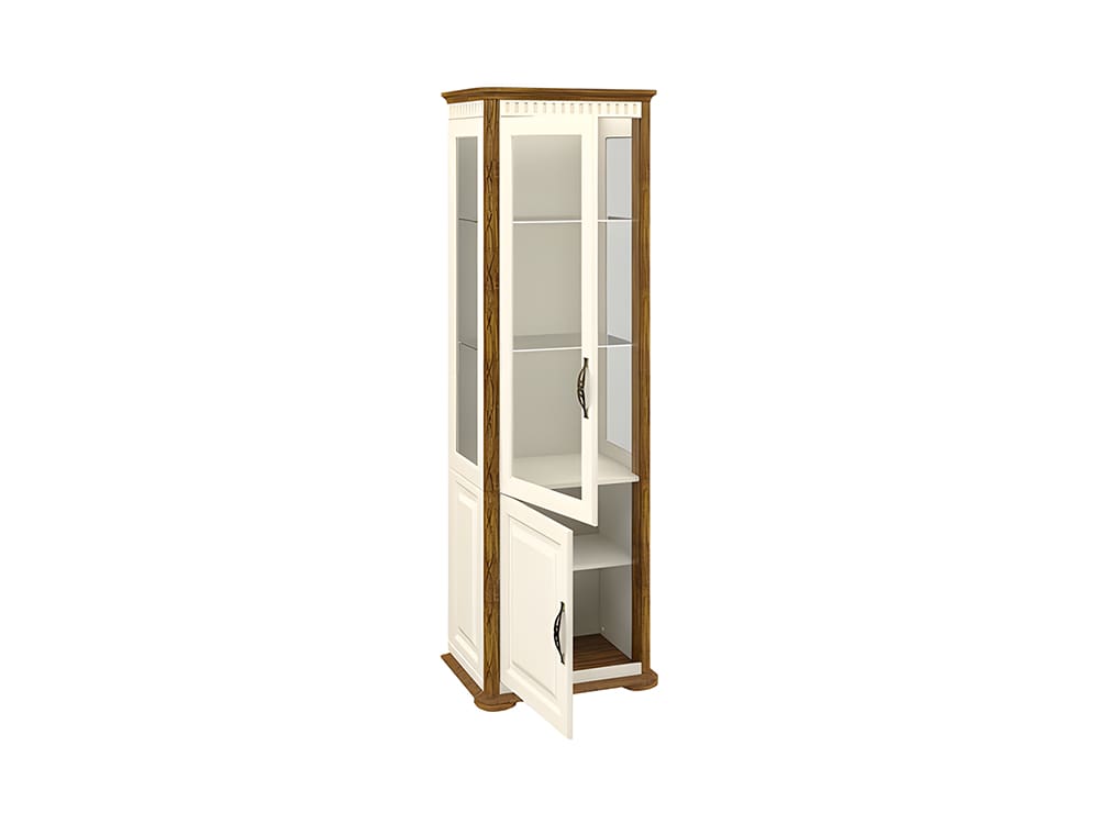 Шкафы с витриной - Шкаф комбинированный МАРСЕЛЬ, Крем + Дуб Кантри (-11)(2) - Белорусская мебель