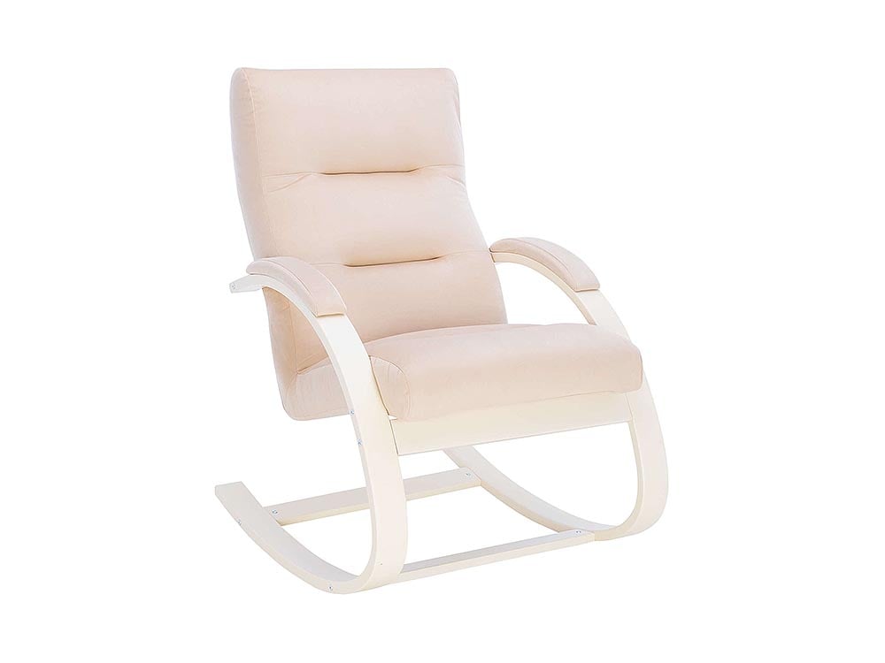 Кресла в гостиную - Кресло-качалка МИЛАНО, Слоновая кость + Велюр V18 бежевый(1) - Белорусская мебель